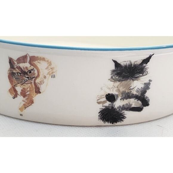 CAT BOWL-TAG-Food-Water-"Eat Sleep Play Repeat"-Multiple Cat Images-White - Picture 3 of 12